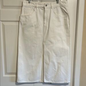 Massimo Dutti White Denim midi skirt